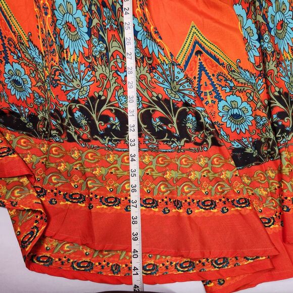 Lapogee Size Medium Boho Inspired Orange Swing  Dress w/Turquoise - Picture 5 of 7